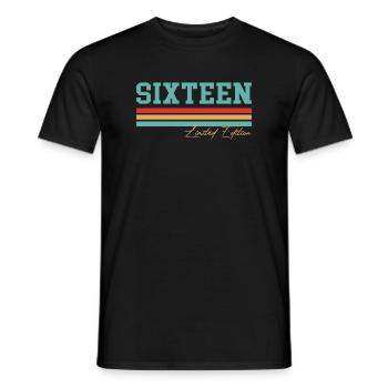 Cadeau 16ème anniversaire Sixteen - T-shirt homme - noir - Devant - AI Model Male 178 light (178cm)