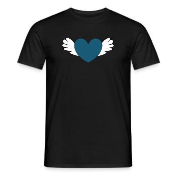 blue heart with wings Valentine's Day gift - Men's T-Shirt - black - Front - AI Model Male 178 light (178cm)