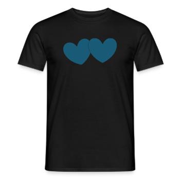 blue heart 2 hearts valentine's day - Men's T-Shirt - black - Front - AI Model Male 178 light (178cm)