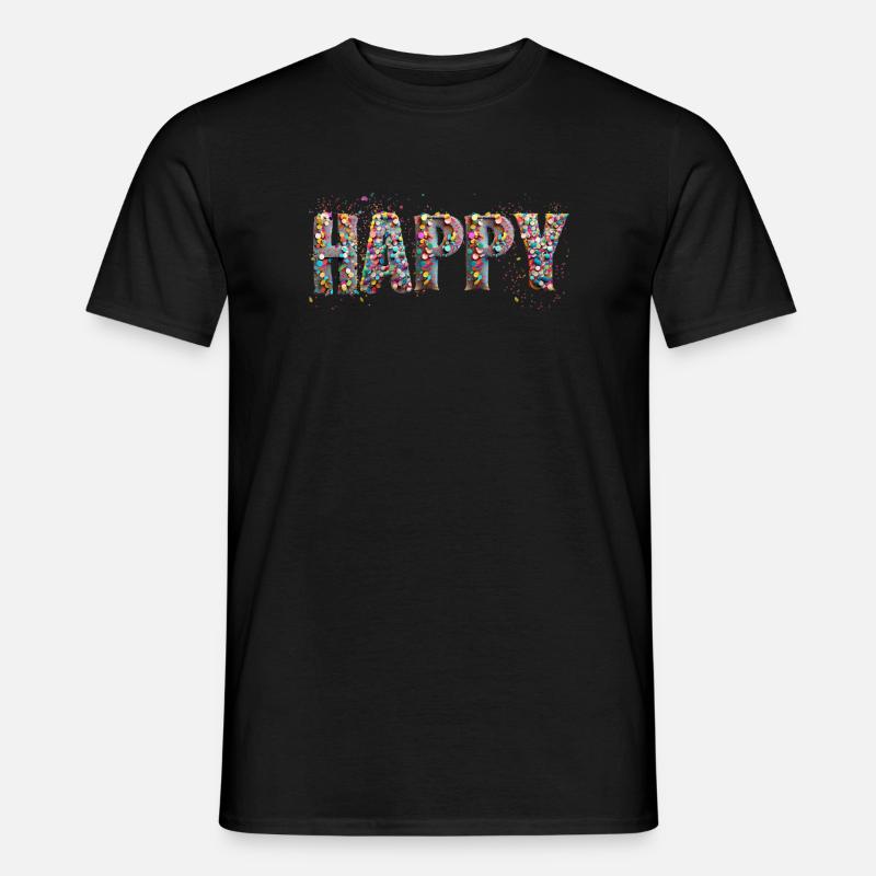 HAPPY confetti - Männer T-Shirt - Schwarz
