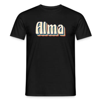 Alma T-Shirt Retro Vintage T-Shirt Geschenkidee - Männer T-Shirt - Schwarz - Vorne - AI Model Male 178 light (178cm)