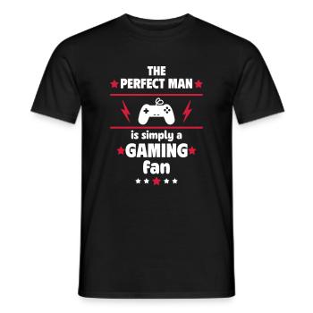 The perfect man is simply a gaming fan - Men's T-Shirt - black - Front - AI Model Male 178 light (178cm)