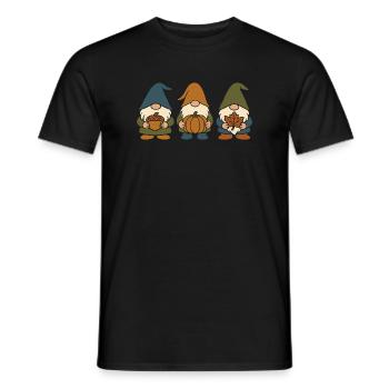 Drei Gartenzwerg-Wichtel Motiv für den Herbst - Männer T-Shirt - Schwarz - Vorne - AI Model Male 178 light (178cm)