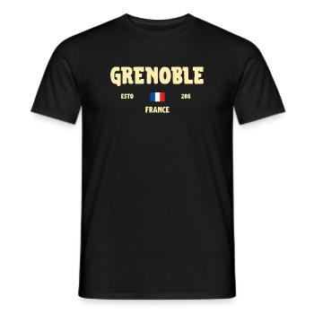 Grenoble France Vintage T-shirt Ville Française - T-shirt homme - noir - Devant - AI Model Male 178 light (178cm)
