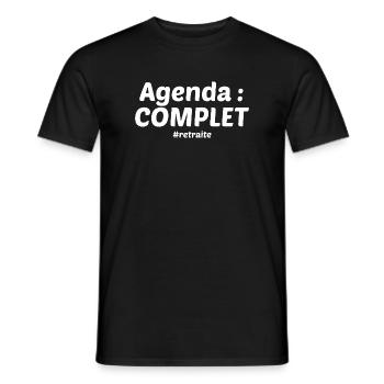 Agenda complet retraité - T-shirt homme - noir - Devant - AI Model Male 178 light (178cm)