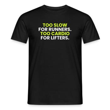 02_too-langsam-für-runners_dark-Kleidungsstück - Männer T-Shirt - Schwarz - Vorne - AI Model Male 178 light (178cm)