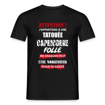 t shirt j appartiens a une femme - T-shirt homme - noir - Devant - AI Model Male 178 light (178cm)
