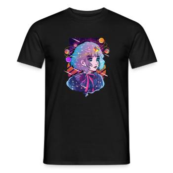 Anime Solar System Dizzy Planets - Men's T-Shirt - black - Front - AI Model Male 178 light (178cm)