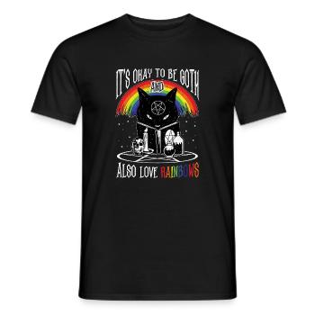 LGBT Goth Regenbogen Black Cat Pentagram Pentacle - Männer T-Shirt - Schwarz - Vorne - AI Model Male 178 light (178cm)