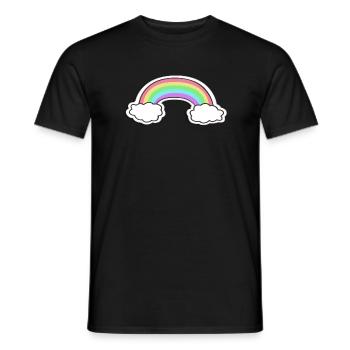 Pastel rainbow with clouds motif - Men's T-Shirt - black - Front - AI Model Male 178 light (178cm)