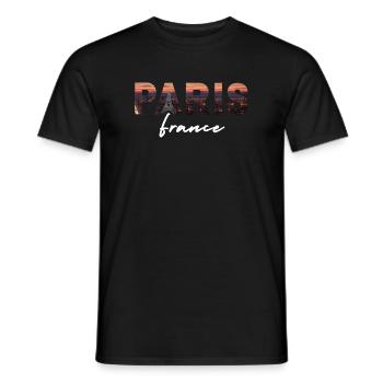 Paris Nights Skyline - Men's T-Shirt - black - Front - AI Model Male 178 light (178cm)