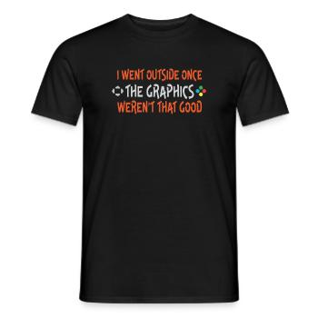 Ich bin einmal nach draußen gegangen, ein grafischer Witz - Männer T-Shirt - Schwarz - Vorne - AI Model Male 178 light (178cm)
