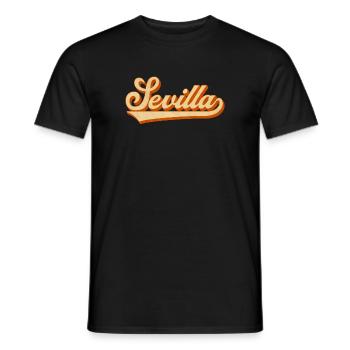 Sevilla Rétro lettrage - T-shirt homme - noir - Devant - AI Model Male 178 light (178cm)