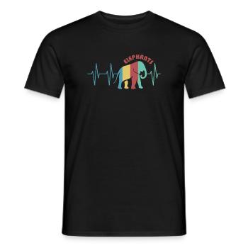 pulse colorful elephant animals trunk retro colors icon - Men's T-Shirt - black - Front - AI Model Male 178 light (178cm)