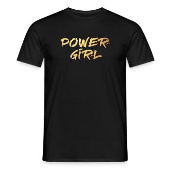 Power Girl Gold Mädchen Energie Handschrift deluxe - Männer T-Shirt - Schwarz - Vorne - AI Model Male 178 light (178cm)