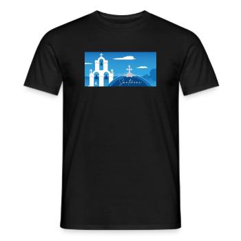 Santorini Panorama von der Kirche aus - Männer T-Shirt - Schwarz - Vorne - AI Model Male 178 light (178cm)