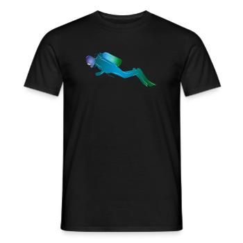 Silhouette de plongeur dans les tons bleu-vert - T-shirt homme - noir - Devant - AI Model Male 178 light (178cm)