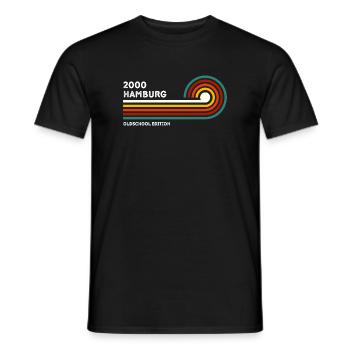 Hamburg Retro Shirt 2000 PLZ Souvenir Postleitzahl - Männer T-Shirt - Schwarz - Vorne - AI Model Male 178 light (178cm)