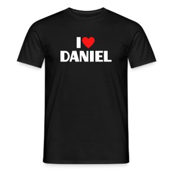 I love Daniel Rotes Herz Romantischer Name Fan - Männer T-Shirt - Schwarz - Vorne - AI Model Male 178 light (178cm)