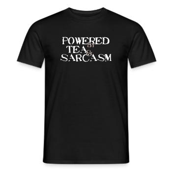 Powered by Tea &amp; Sarcasm - Men's T-Shirt - black - Front - AI Model Male 178 light (178cm)