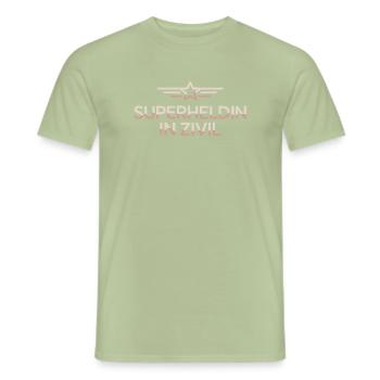 Superheldin In Zivil Superhero Superhelden Kostüm - Männer T-Shirt - Sage - Vorne - AI Model Male 178 light (178cm)