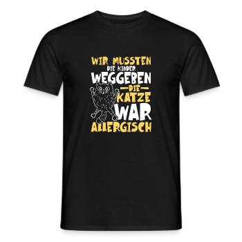 Katze war allergisch - Männer T-Shirt - Schwarz - Vorne - AI Model Male 178 light (178cm)