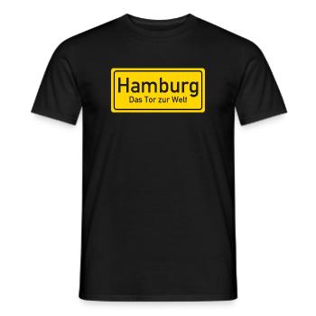Panneau de nom de lieu de Hambourg Allemagne - T-shirt homme - noir - Devant - AI Model Male 178 light (178cm)