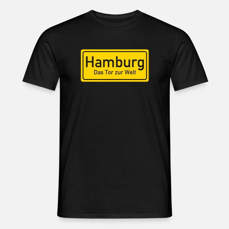 Hamburger Ortsschild Deutschland - Männer T-Shirt - Schwarz