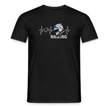 Motorcycle Racing Heartbeat Helmet Love Heart Symbol - Men's T-Shirt - black - Front - AI Model Male 178 light (178cm)