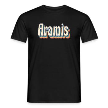 Vintage rétro Aramis T-Shirt T-Shirt idée cadeau - T-shirt homme - noir - Devant - AI Model Male 178 light (178cm)