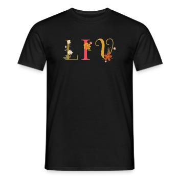 Nom LIV orné de fleurs - T-shirt homme - noir - Devant - AI Model Male 178 light (178cm)