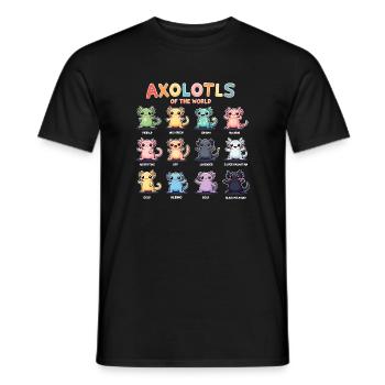Axolotls du monde Kawaii Types d’axolotls - T-shirt homme - noir - Devant - AI Model Male 178 light (178cm)