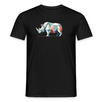Geometric Rhinoceros – Powerful Elegance - Men's T-Shirt - black - Front - AI Model Male 178 light (178cm)