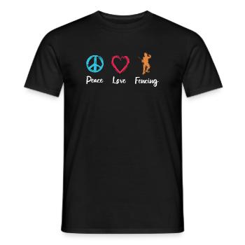 Peace Love Fencing - Men's T-Shirt - black - Front - AI Model Male 178 light (178cm)
