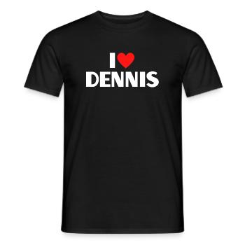 I love Dennis Rotes Herz Romantischer Name Fan - Männer T-Shirt - Schwarz - Vorne - AI Model Male 178 light (178cm)
