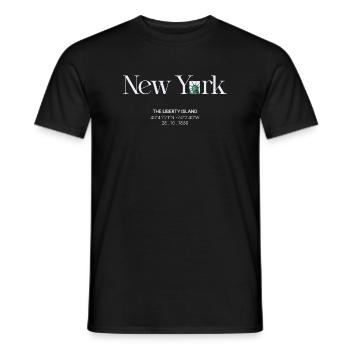 Skyline néon de Liberty Island - T-shirt homme - noir - Devant - AI Model Male 178 light (178cm)