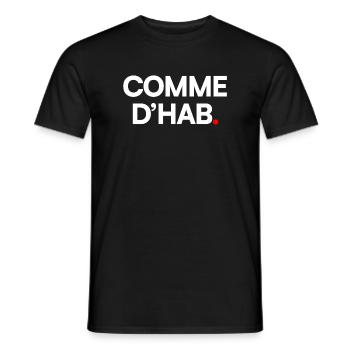 COMME D’HAB | Expression humour minimaliste - T-shirt homme - noir - Devant - AI Model Male 178 light (178cm)