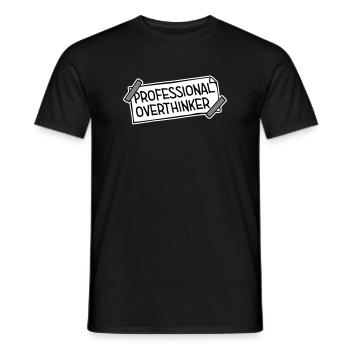 Professional Overthinker Funny Brooding Anxiety Logo - Men's T-Shirt - black - Front - AI Model Male 178 light (178cm)