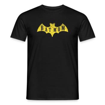 Womens Batmom Shirt Womens Funny Super Batmom - Men's T-Shirt - black - Front - AI Model Male 178 light (178cm)