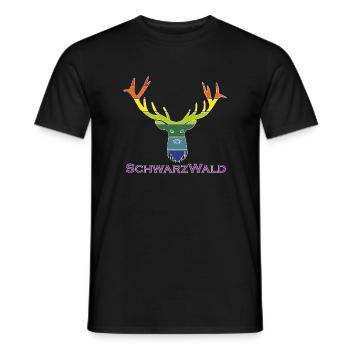Schwarzwald Hirsch - Multi Color - Männer T-Shirt - Schwarz - Vorne - AI Model Male 178 light (178cm)