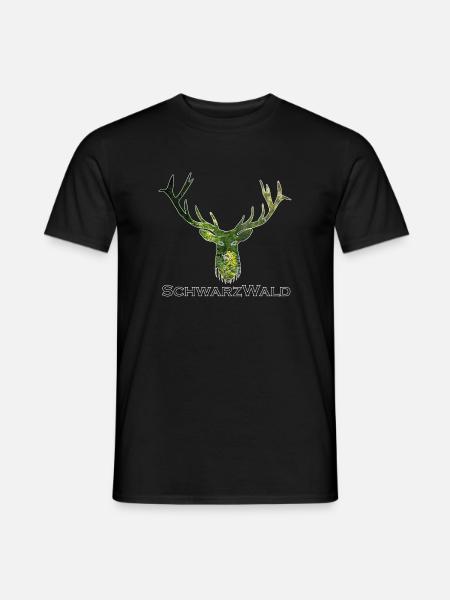 Schwarzwald Hirsch - Wald - Männer T-Shirt - Schwarz