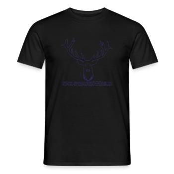 Schwarzwald Hirsch - Rand blau - Männer T-Shirt - Schwarz - Vorne - AI Model Male 178 light (178cm)