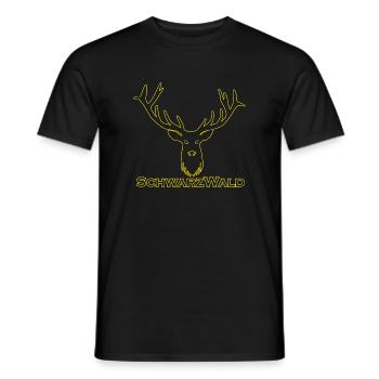 Schwarzwald Hirsch - Rand gelb - Männer T-Shirt - Schwarz - Vorne - AI Model Male 178 light (178cm)