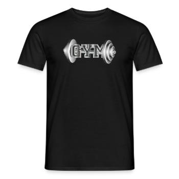 Dumbbell Typography for Fitness and Gym Enthusiasts - Men's T-Shirt - black - Front - AI Model Male 178 light (178cm)