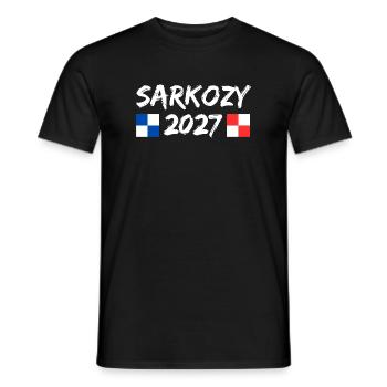 Sarkozy 2027 Humor Politics Elections - Men's T-Shirt - black - Front - AI Model Male 178 light (178cm)