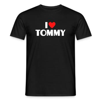 Ich liebe Tommy rotes Herz Retro Statement  - Männer T-Shirt - Schwarz - Vorne - AI Model Male 178 light (178cm)
