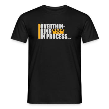 Overthinking In Process Funny Brooding Saying Logo - Men's T-Shirt - black - Front - AI Model Male 178 light (178cm)