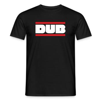 DUB Bold Wordmark with Red Bars - Men's T-Shirt - black - Front - AI Model Male 178 light (178cm)