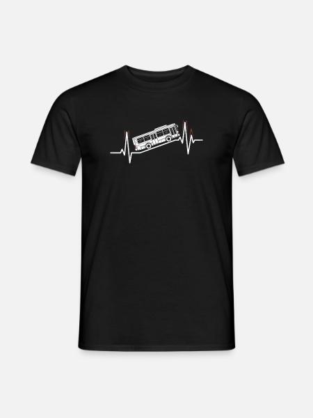 Busfahrer Herzschlag Linienbus Beruf Fahrer - Männer T-Shirt - Schwarz