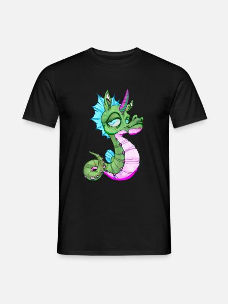Süßes Seepferd Einhorn Seepferdchen Geschenkidee - Männer T-Shirt - Schwarz